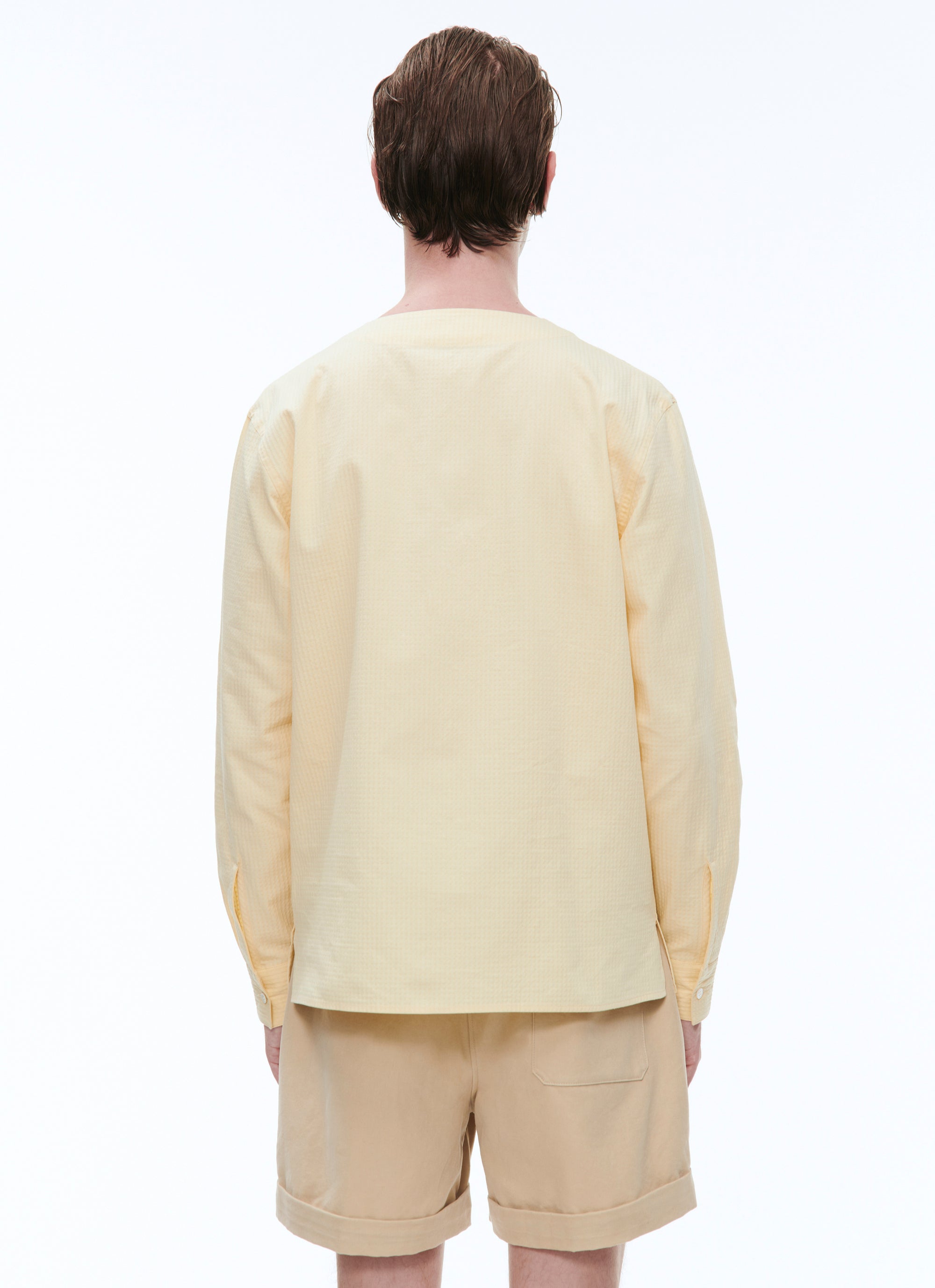 Straight shirt with tunisian collar - Pale yellow