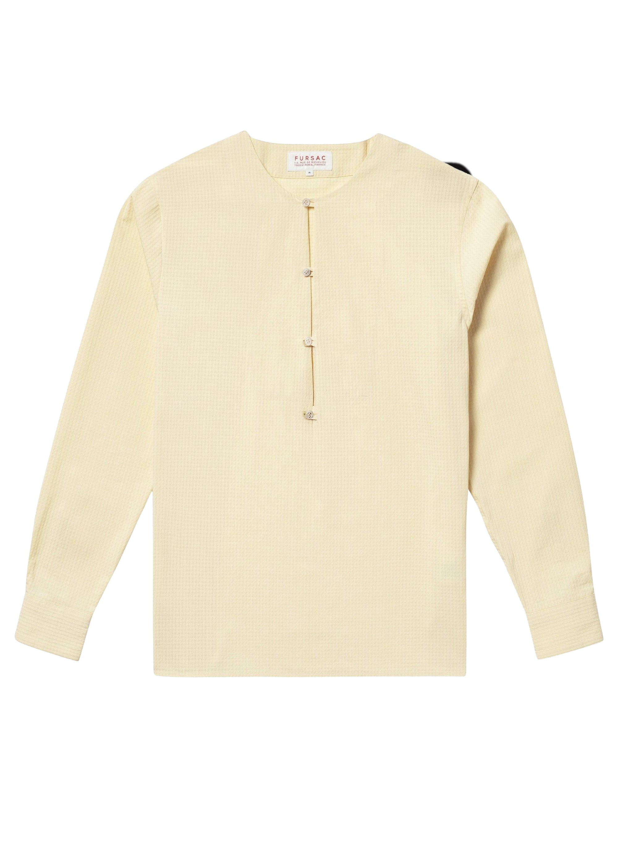 Straight shirt with tunisian collar - Pale yellow