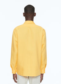 Chemise à multi-poches en lin tramée - Moutarde