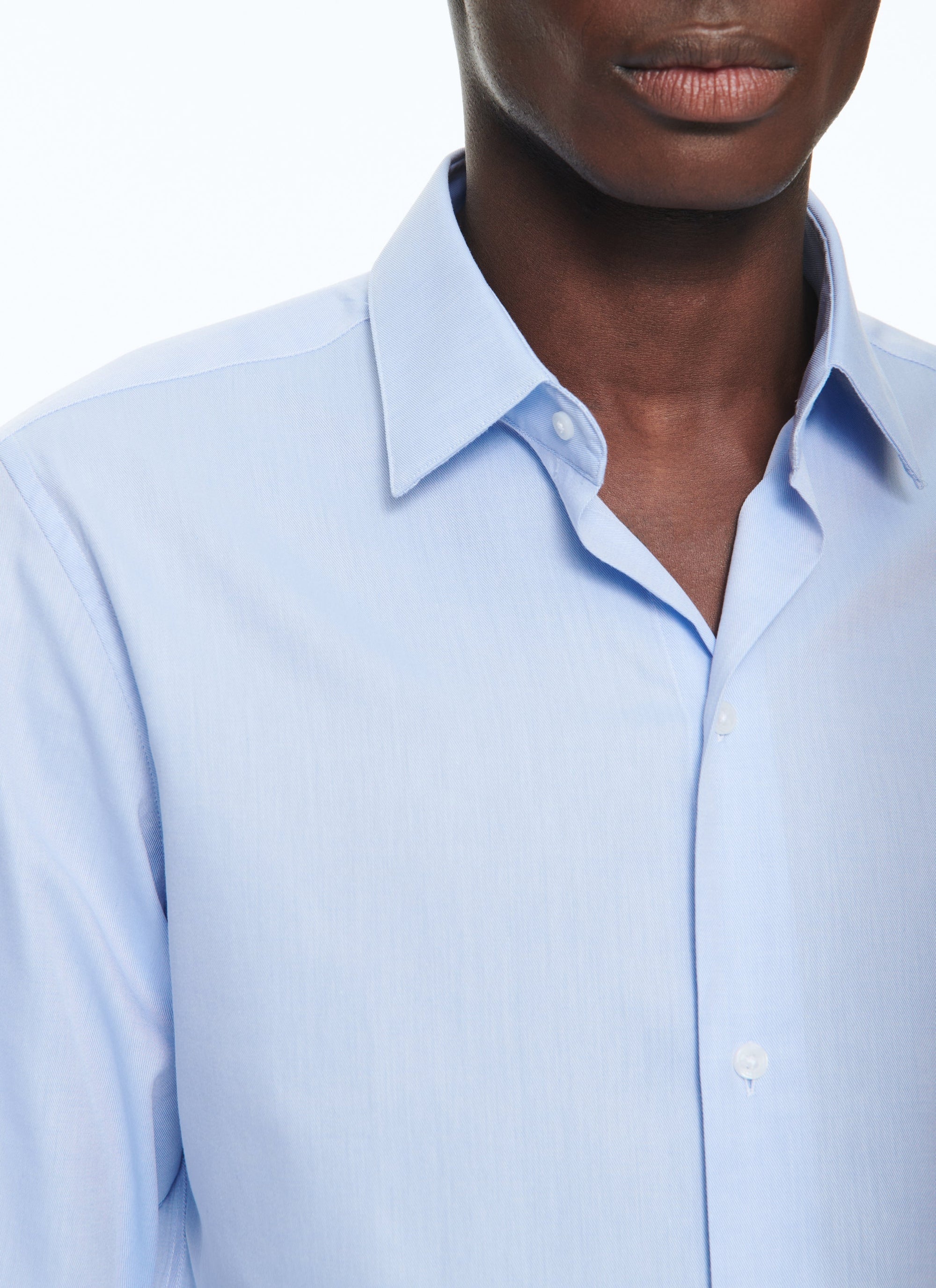 Chemise à col français et poignets double boutonnage - Bleu Persan