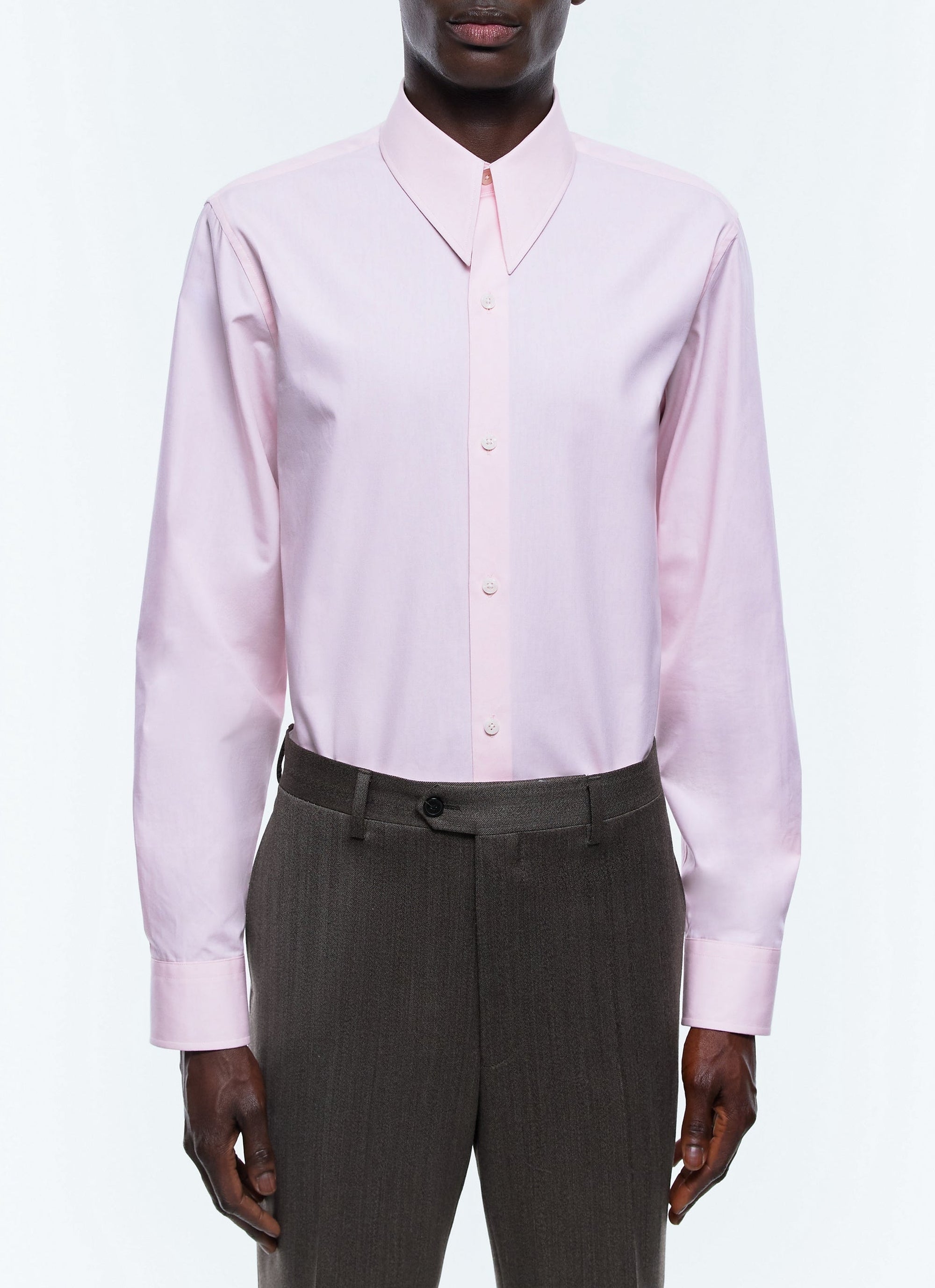 Point collar shirt in cotton poplin - Pale pink