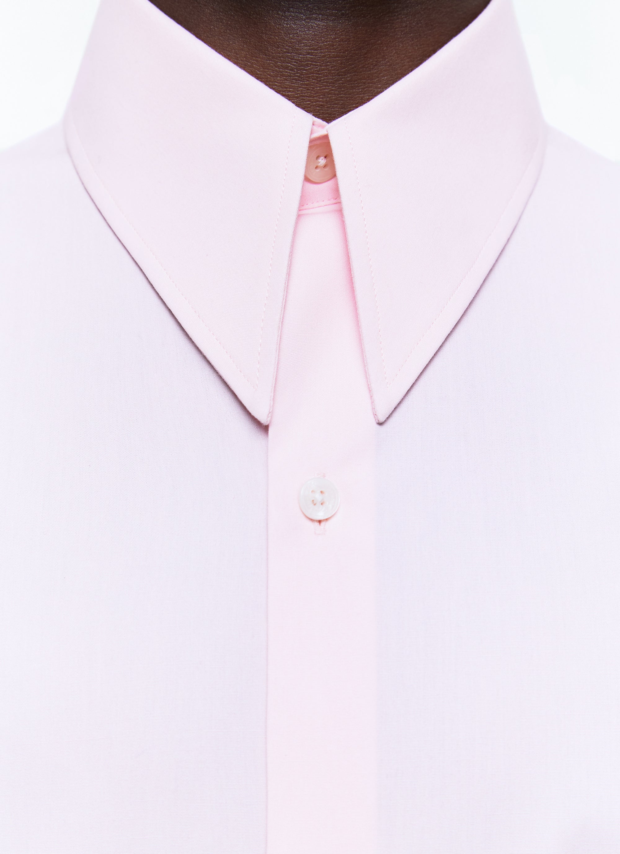 Point collar shirt in cotton poplin - Pale pink
