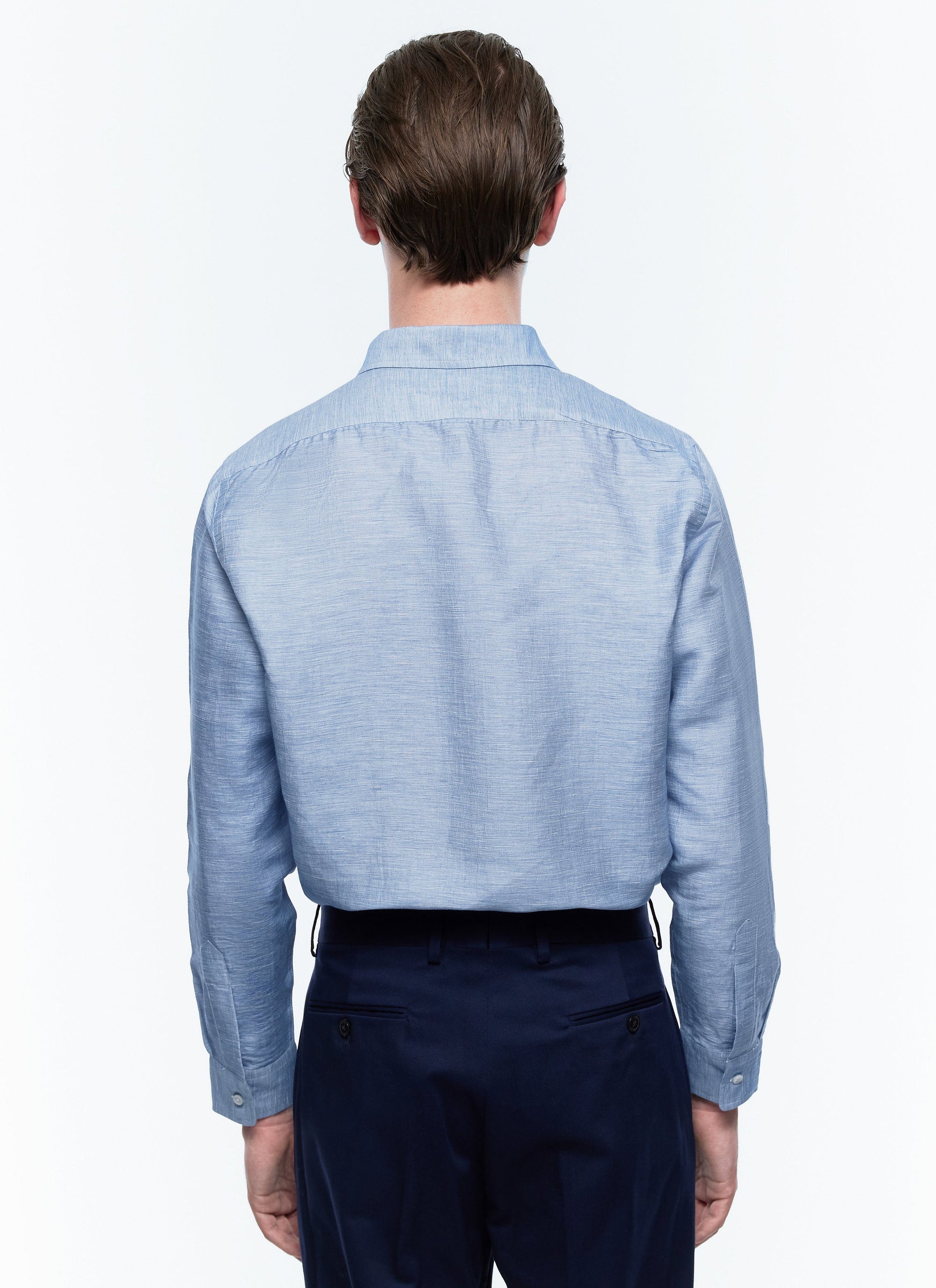 Linen swallow-neck shirt - Light Blue