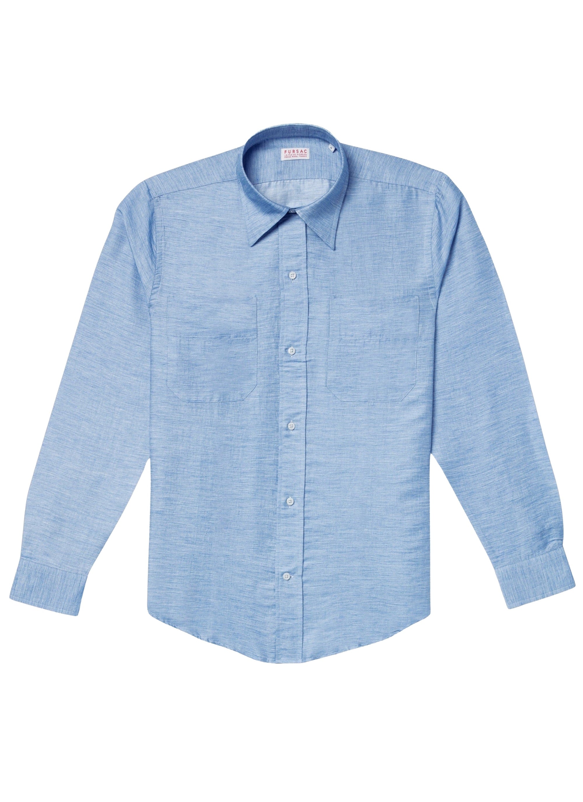 Linen swallow-neck shirt - Light Blue