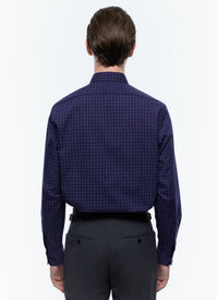 Swallow collar and check shirt - Navy