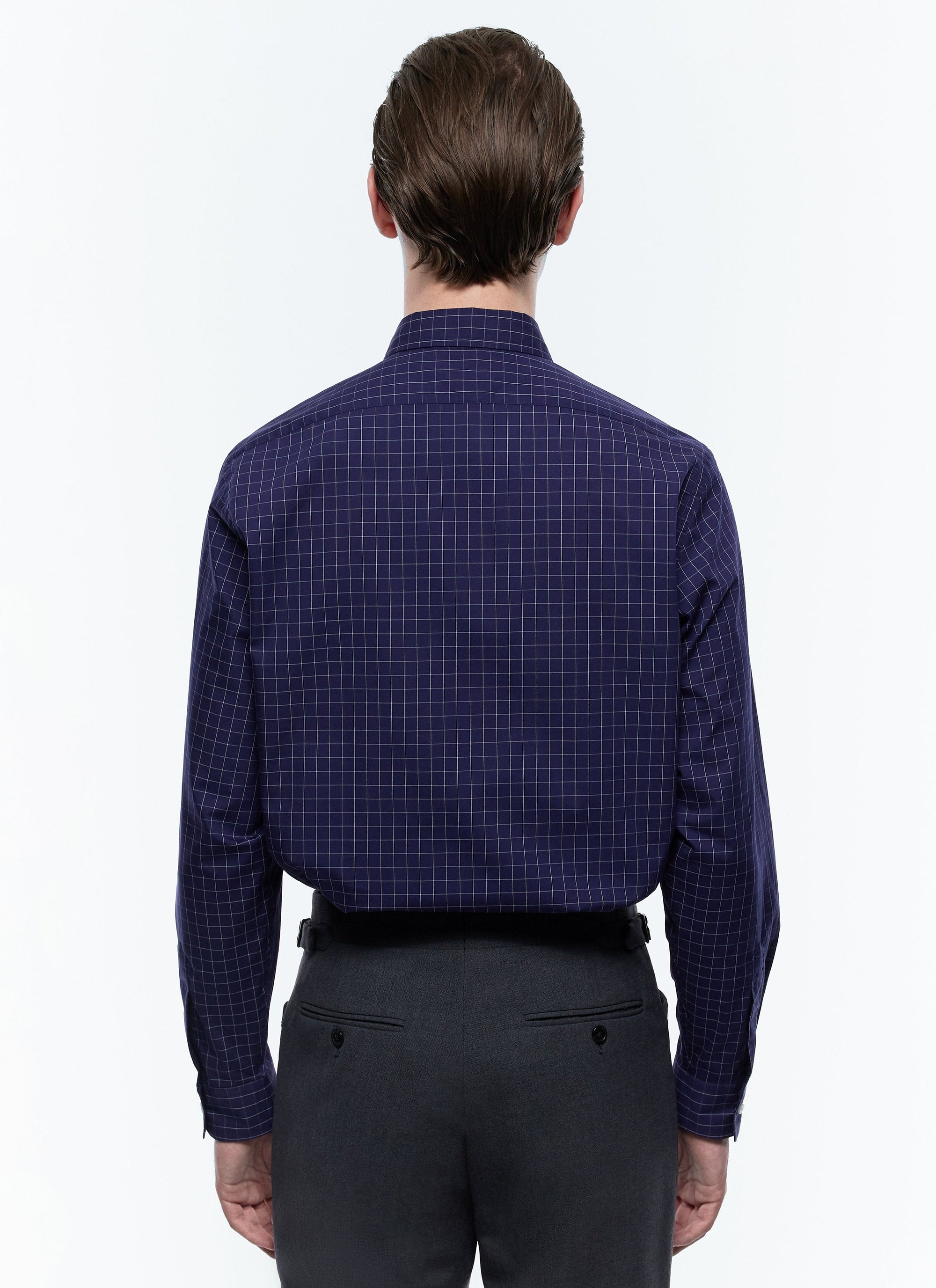 Swallow collar and check shirt - Navy