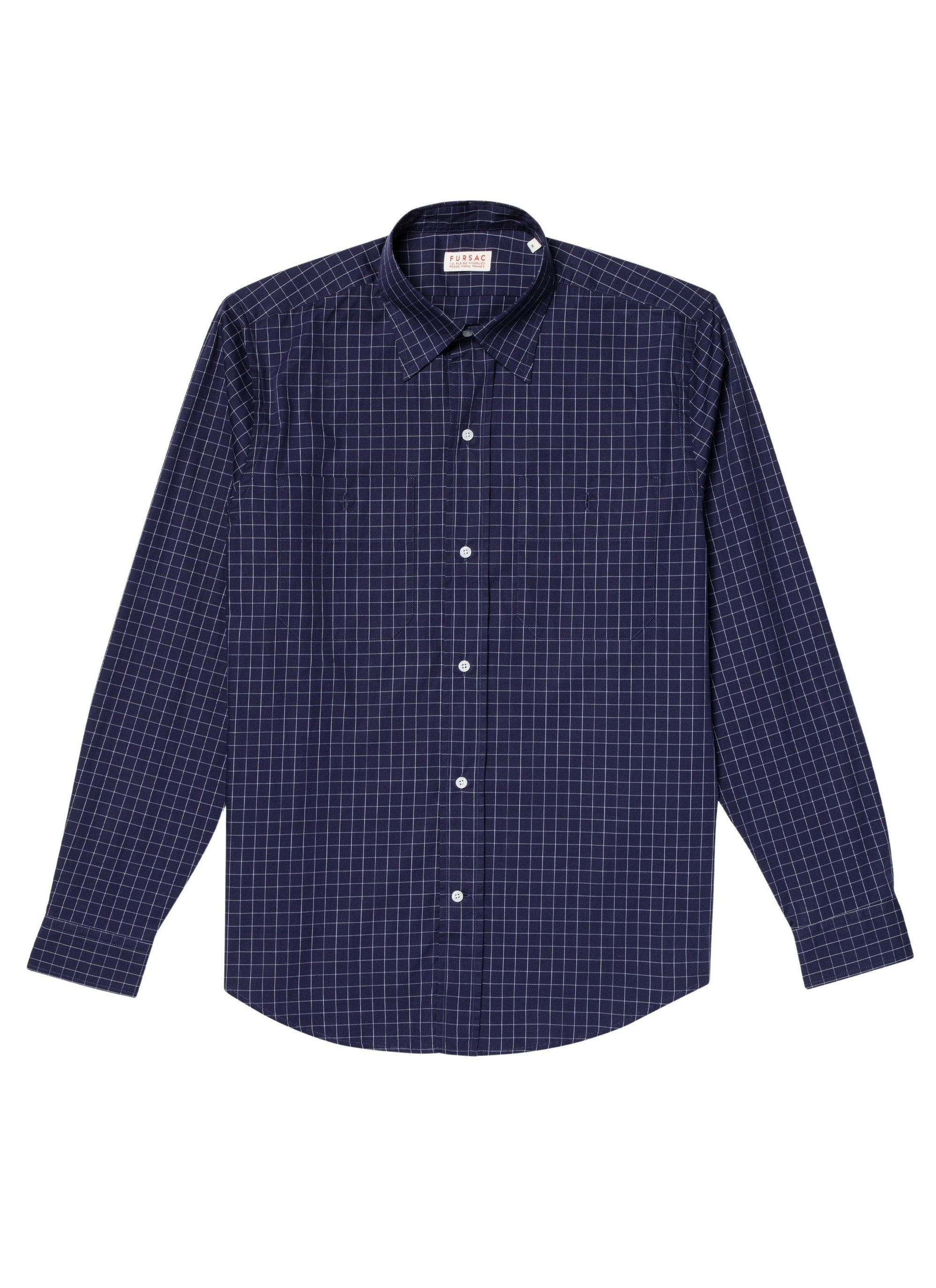 Swallow collar and check shirt - Navy