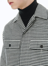 Chemise droite en coton gratté - Vichy noir