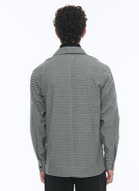 Chemise droite en coton gratté - Vichy noir