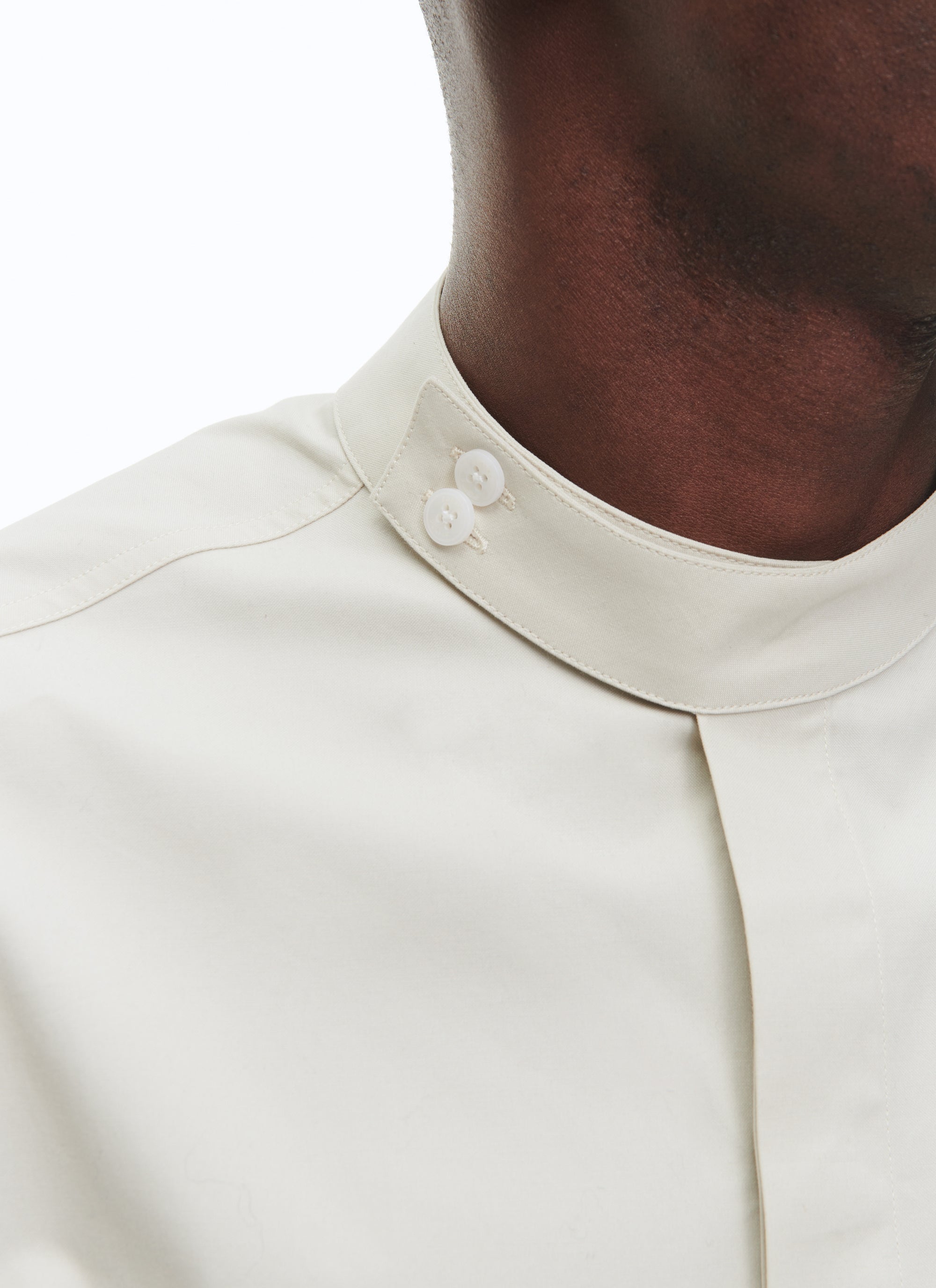 Chemise à col corsaire en popeline de coton - Grège