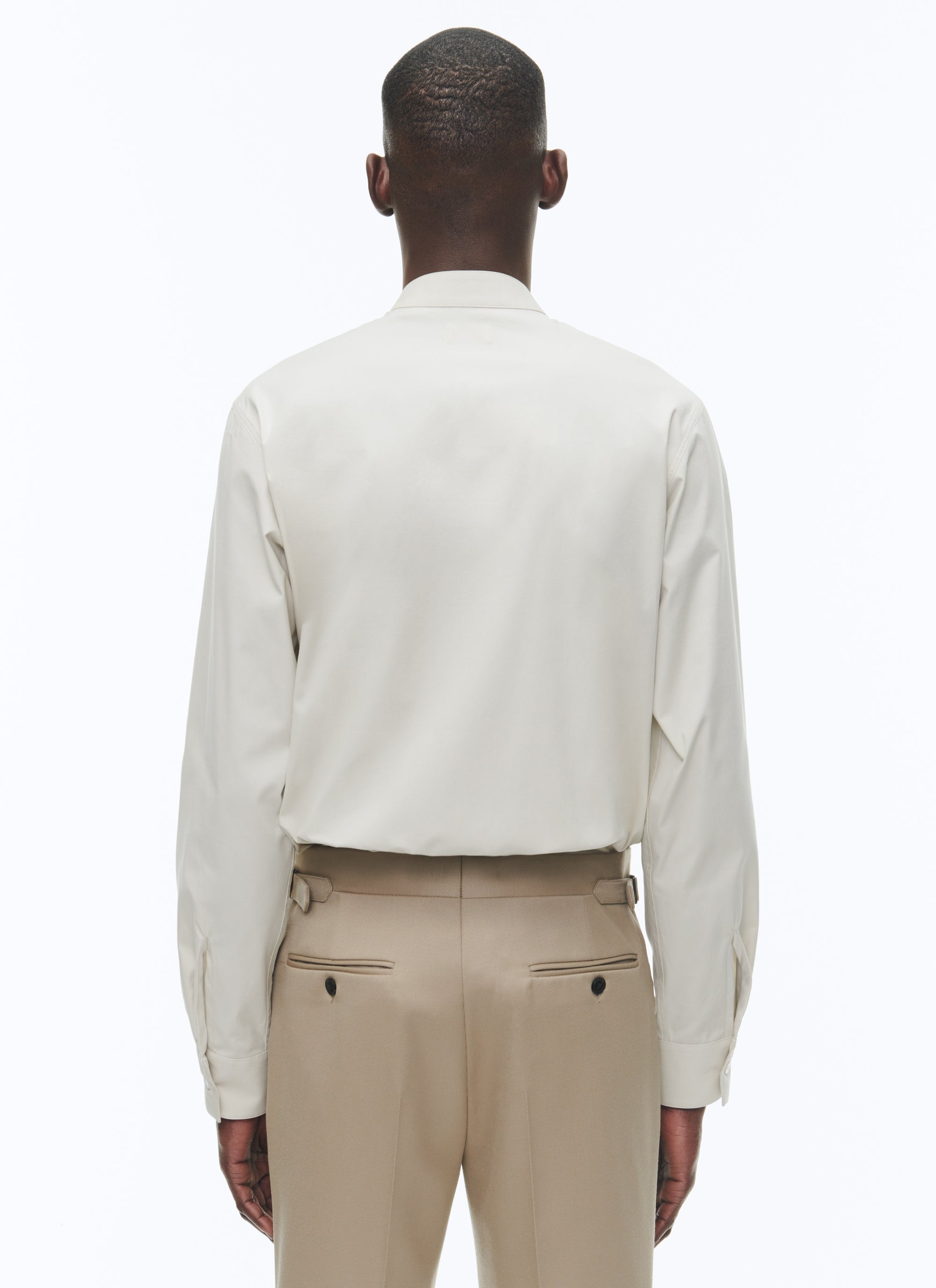 Chemise à col corsaire en popeline de coton - Grège