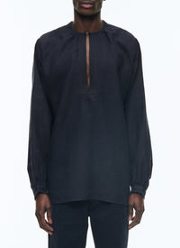 Chemise fendue en lin - Marine