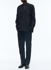 Chemise fendue en lin - Marine