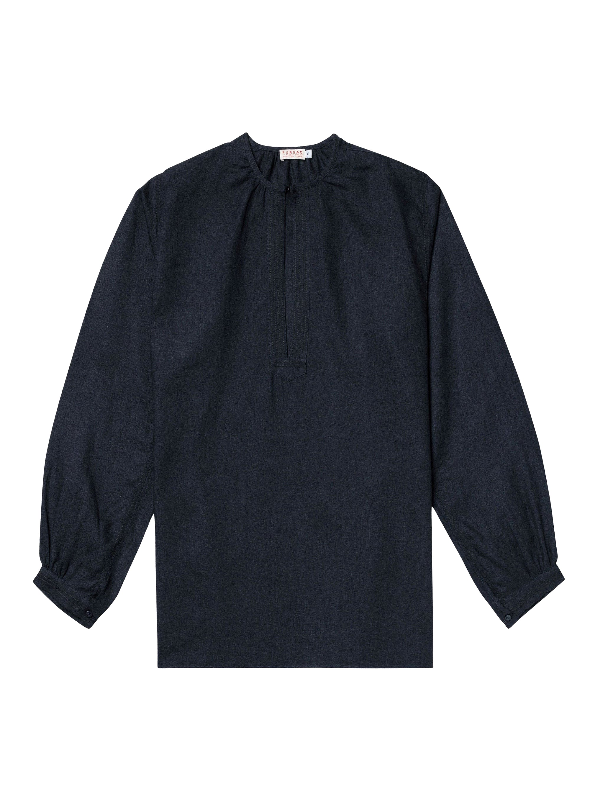 Chemise fendue en lin - Marine