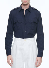 Swallow-neck shirt - Navy
