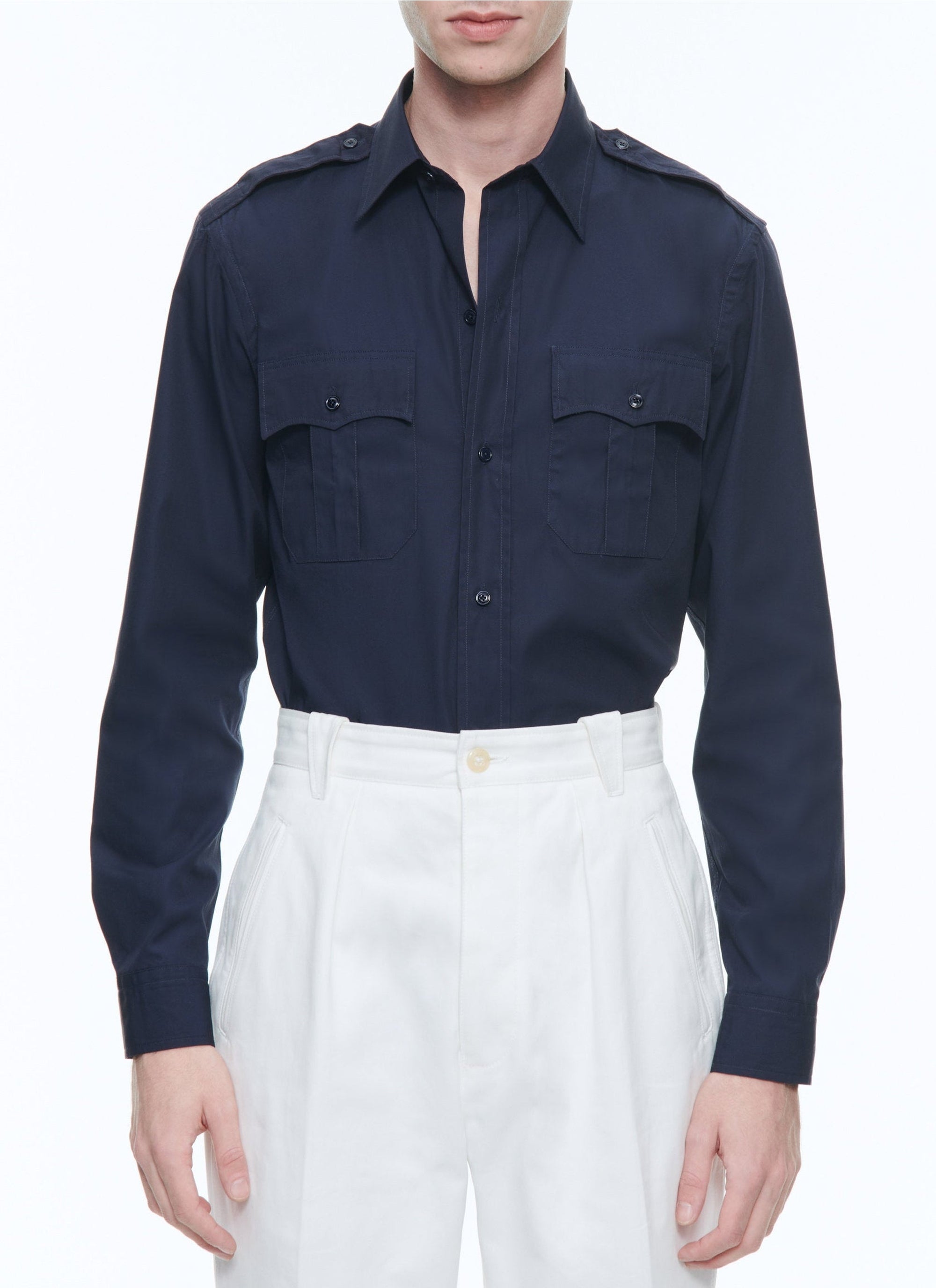 Swallow-neck shirt - Navy