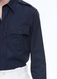 Swallow-neck shirt - Navy