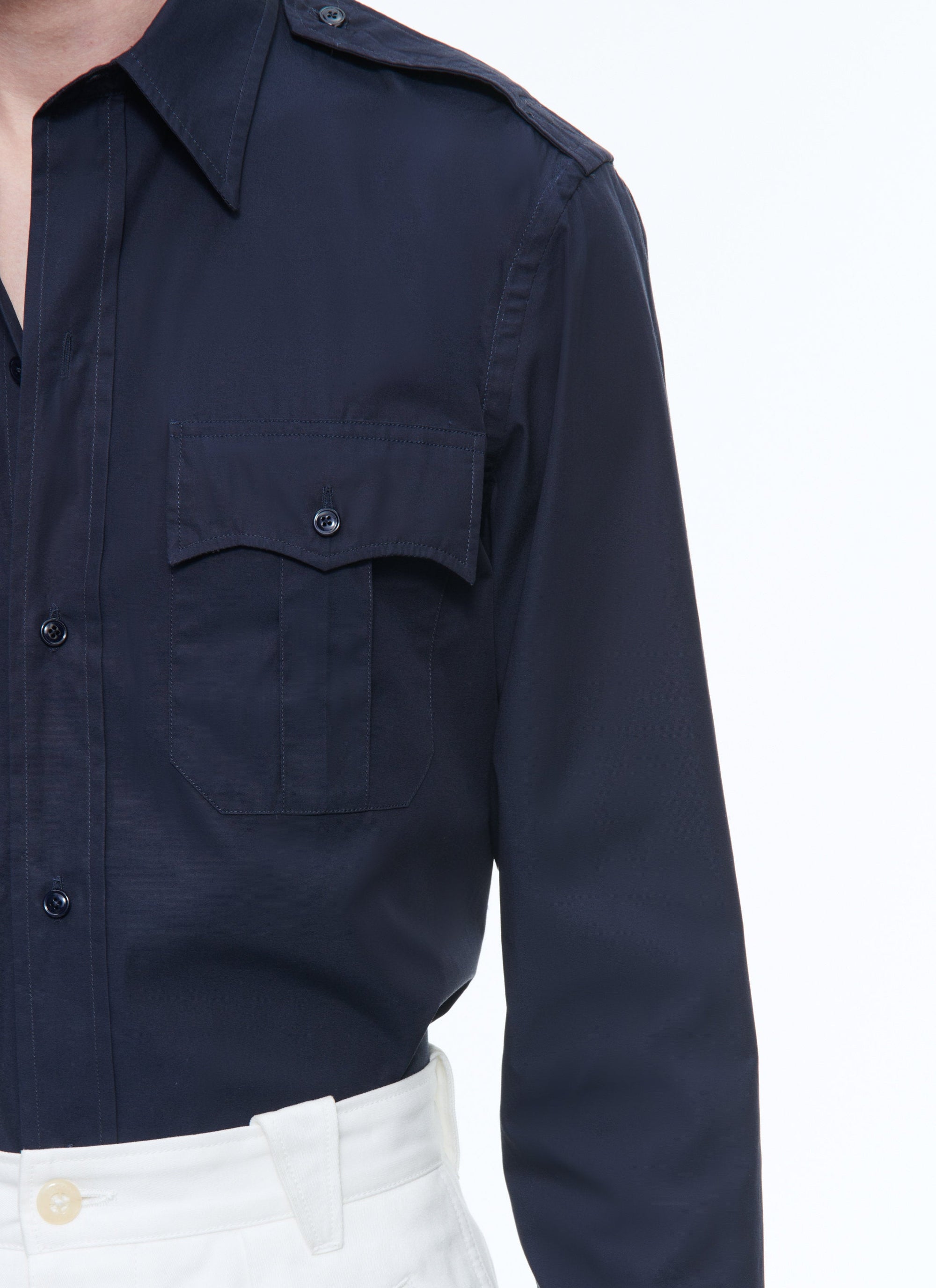 Swallow-neck shirt - Navy