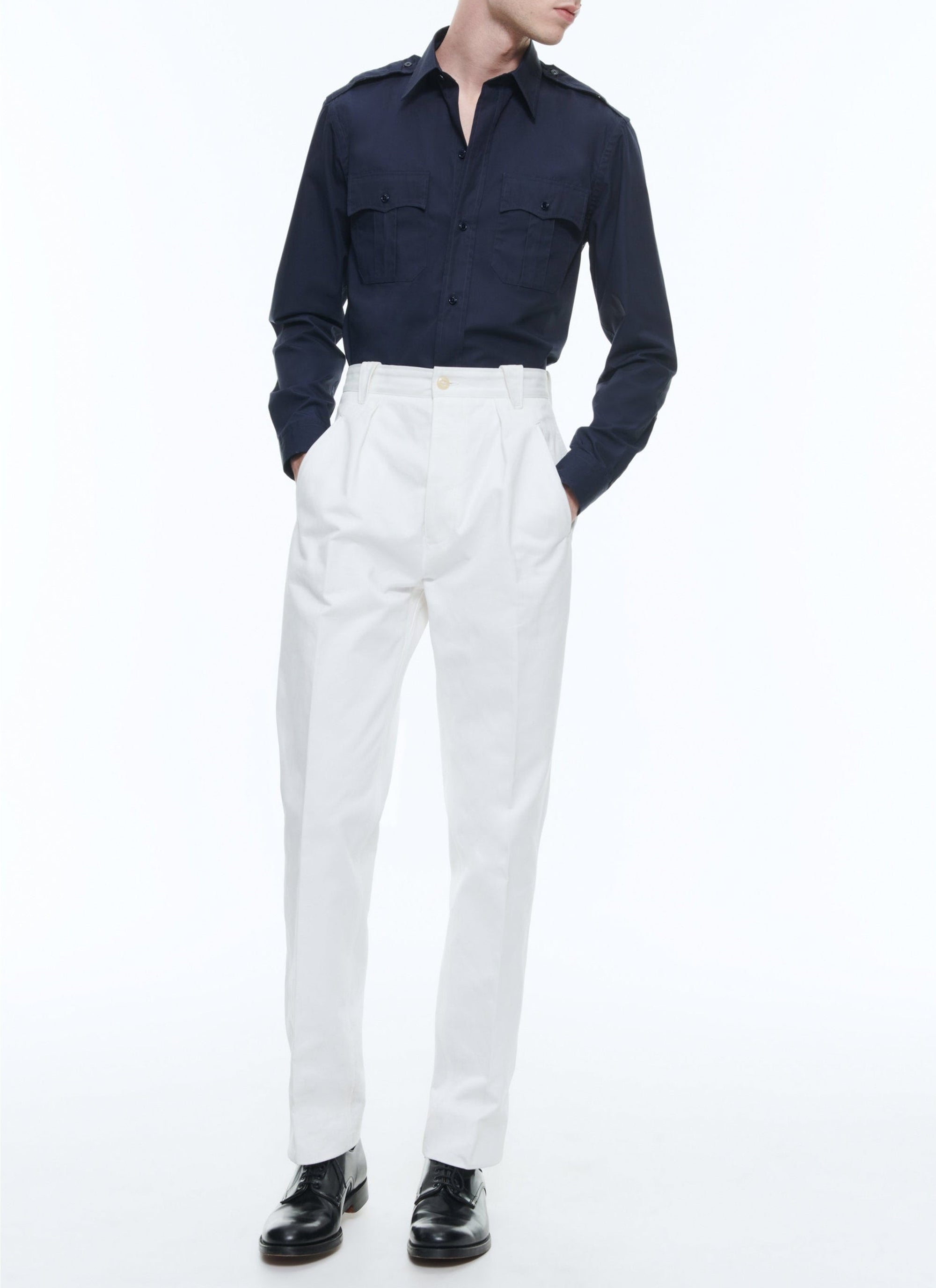 Swallow-neck shirt - Navy