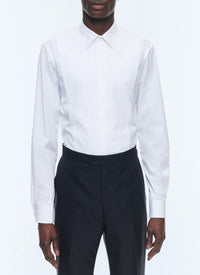 Chemise ajustée à plastron nid d'abeille - Blanc