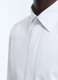 Chemise ajustée à plastron nid d'abeille - Blanc