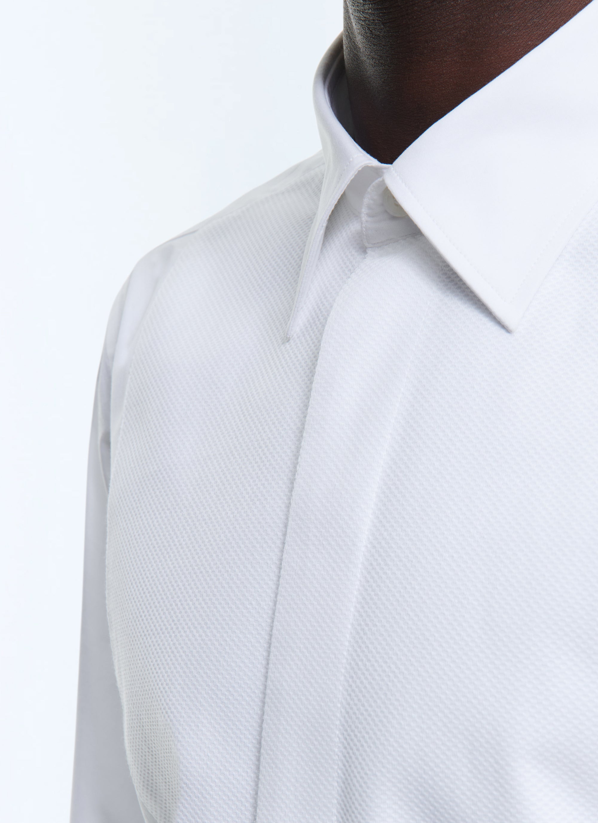 Chemise ajustée à plastron nid d'abeille - Blanc