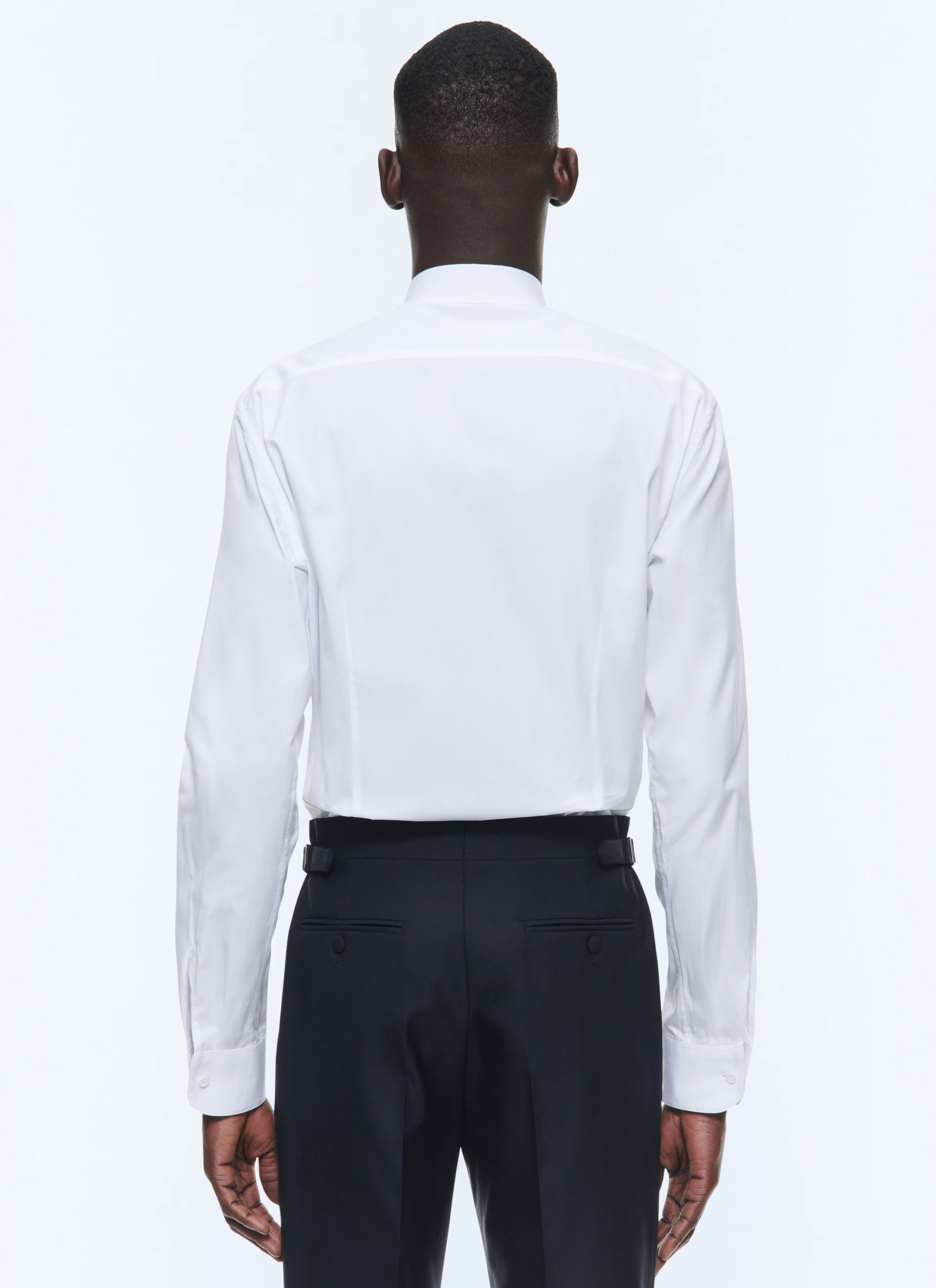Chemise ajustée à plastron nid d'abeille - Blanc