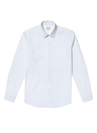 Chemise ajustée à plastron nid d'abeille - Blanc