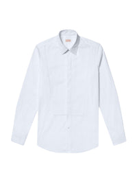 Fitted cotton shirt with honeycomb placket - White