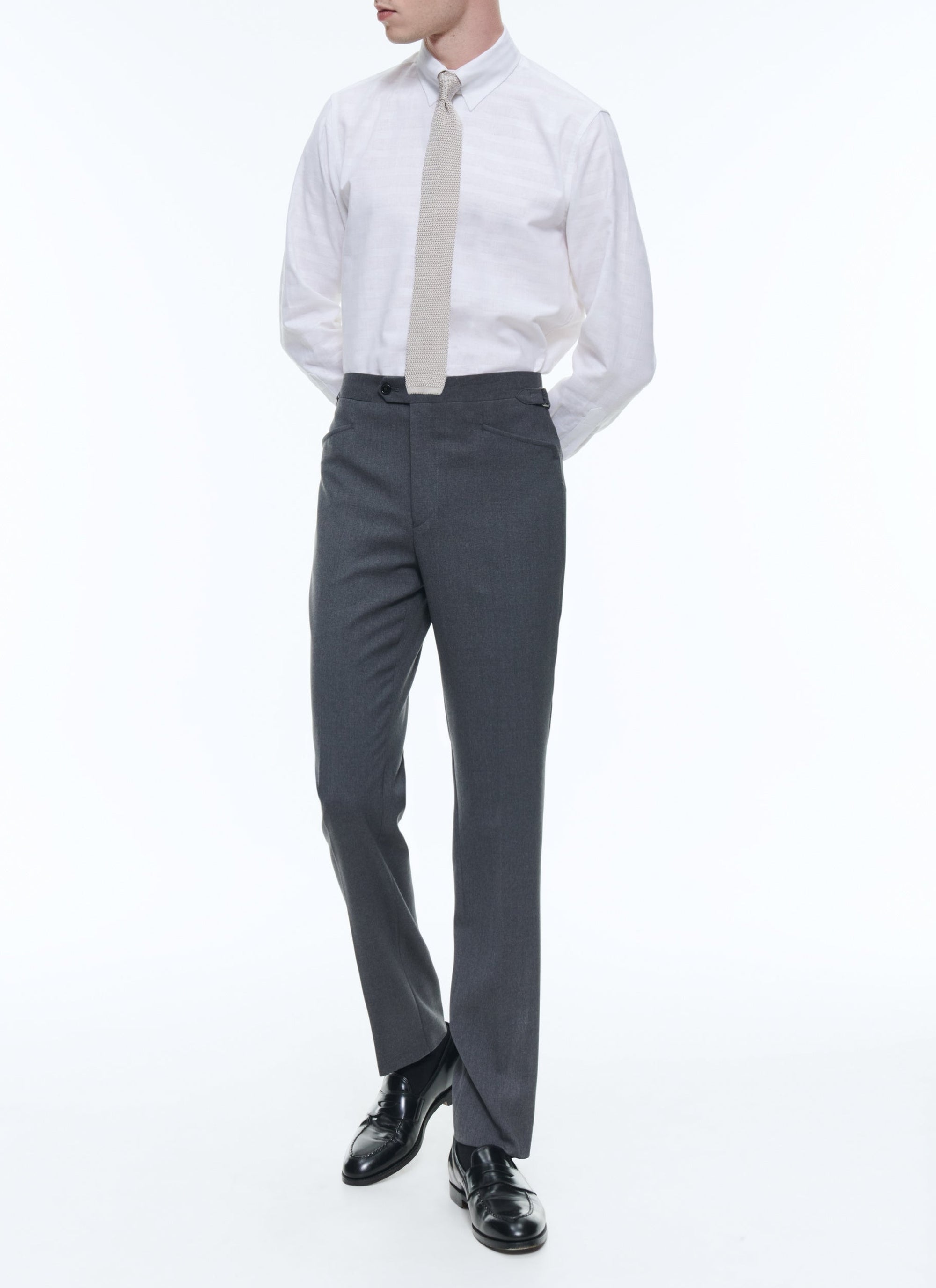 Chemise ajustée à rayures en lin - Blanc