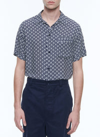 Chemise imprimée à manches courtes - Marine