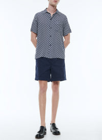 Chemise imprimée à manches courtes - Marine