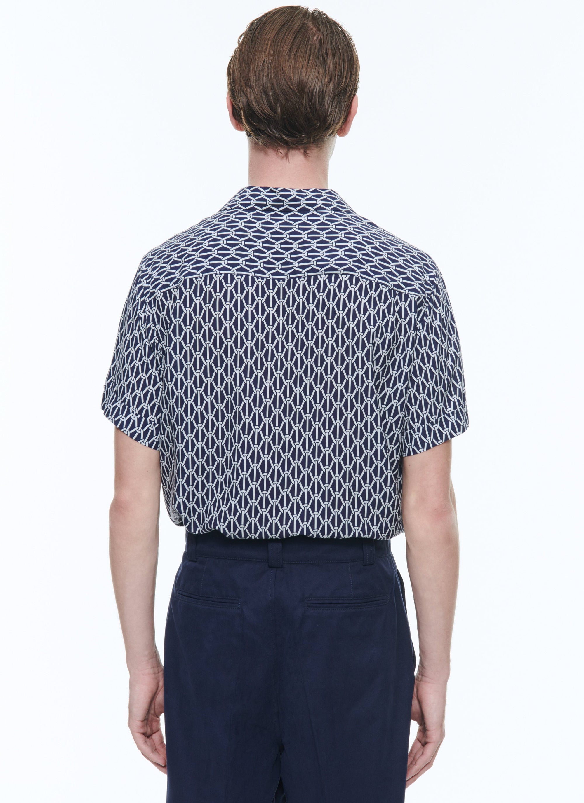 Chemise imprimée à manches courtes - Marine