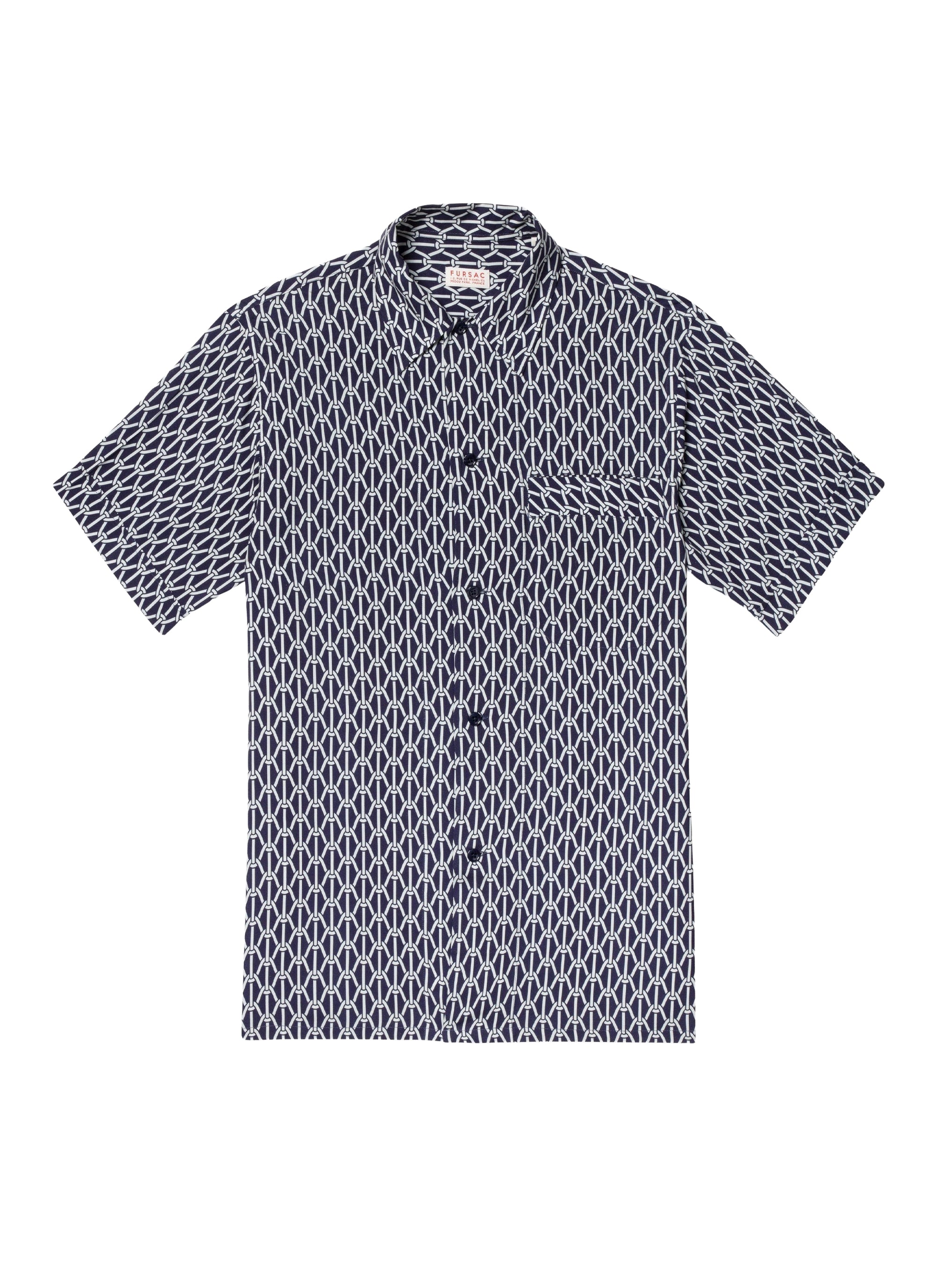 Chemise imprimée à manches courtes - Marine