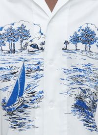 Cotton poplin print shirt - White