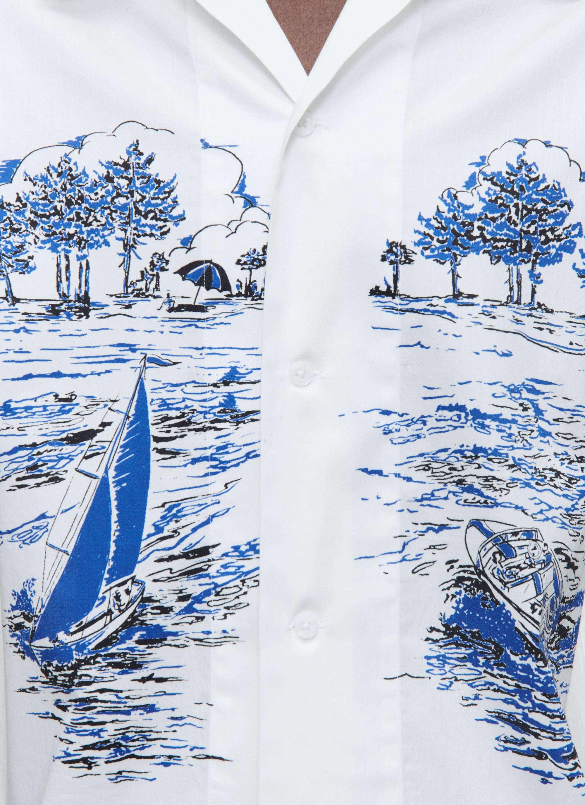 Cotton poplin print shirt - White