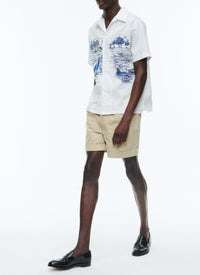Cotton poplin print shirt - White