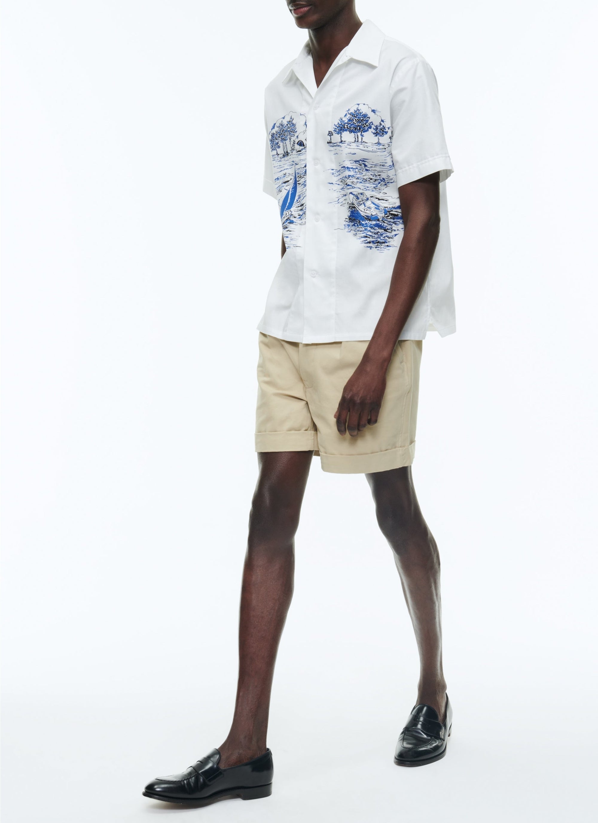 Cotton poplin print shirt - White