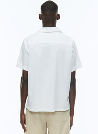 Cotton poplin print shirt - White