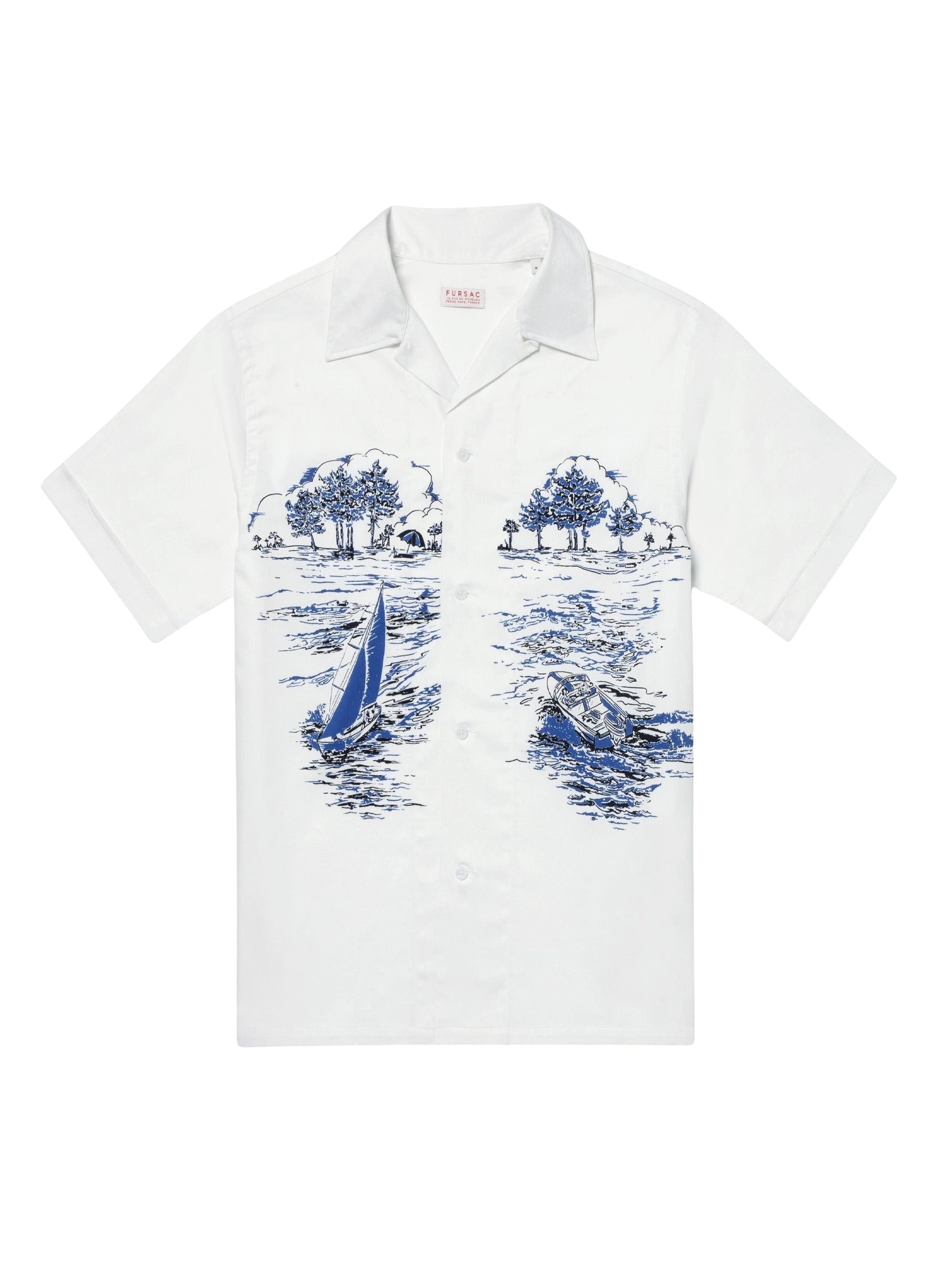 Cotton poplin print shirt - White