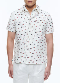 Chemise à imprimé en serge de coton - Grège