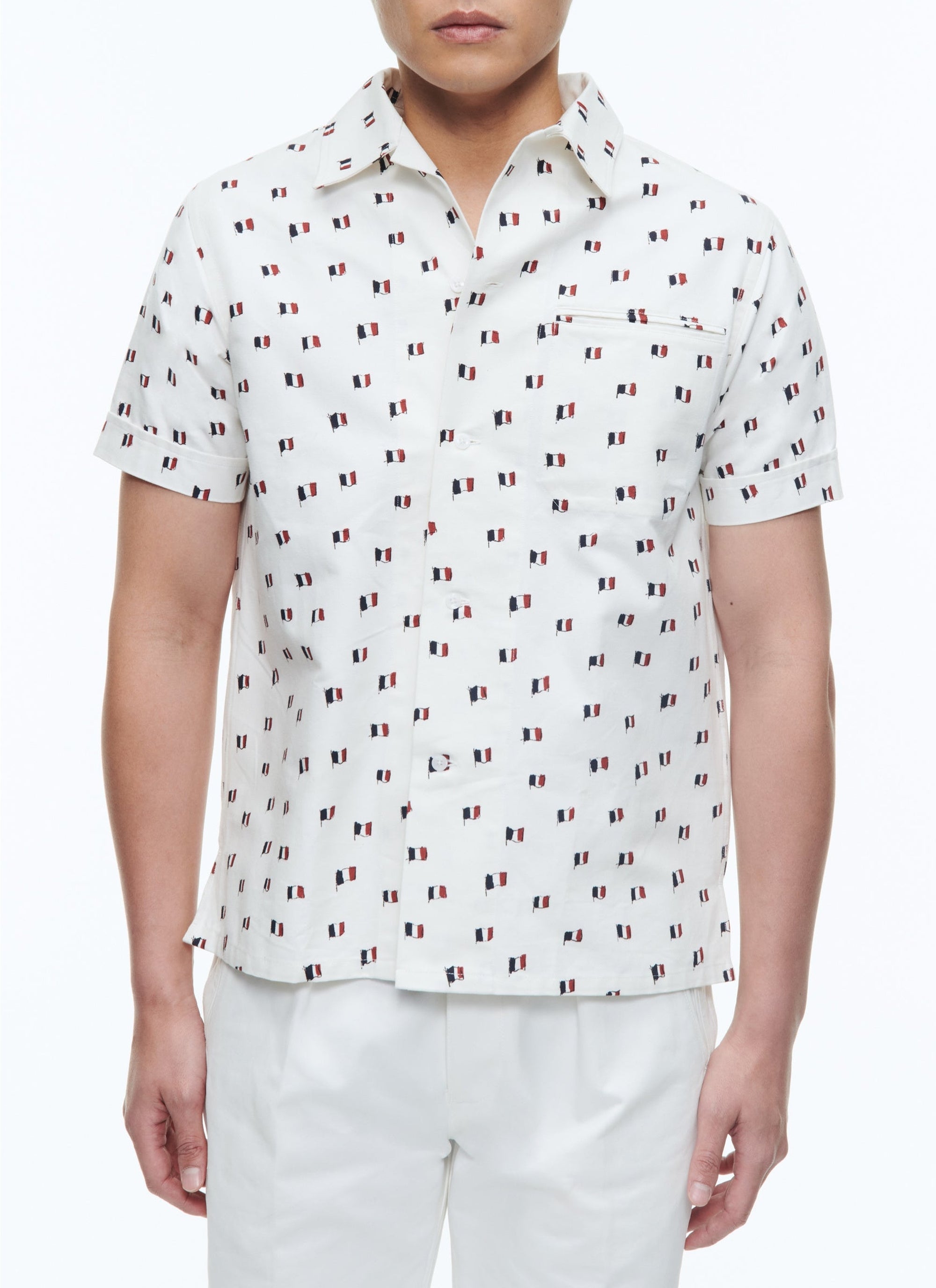 Chemise à imprimé en serge de coton - Grège