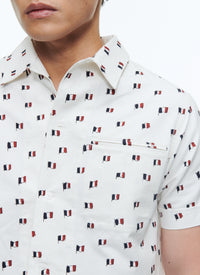 Chemise à imprimé en serge de coton - Grège