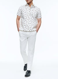 Chemise à imprimé en serge de coton - Grège