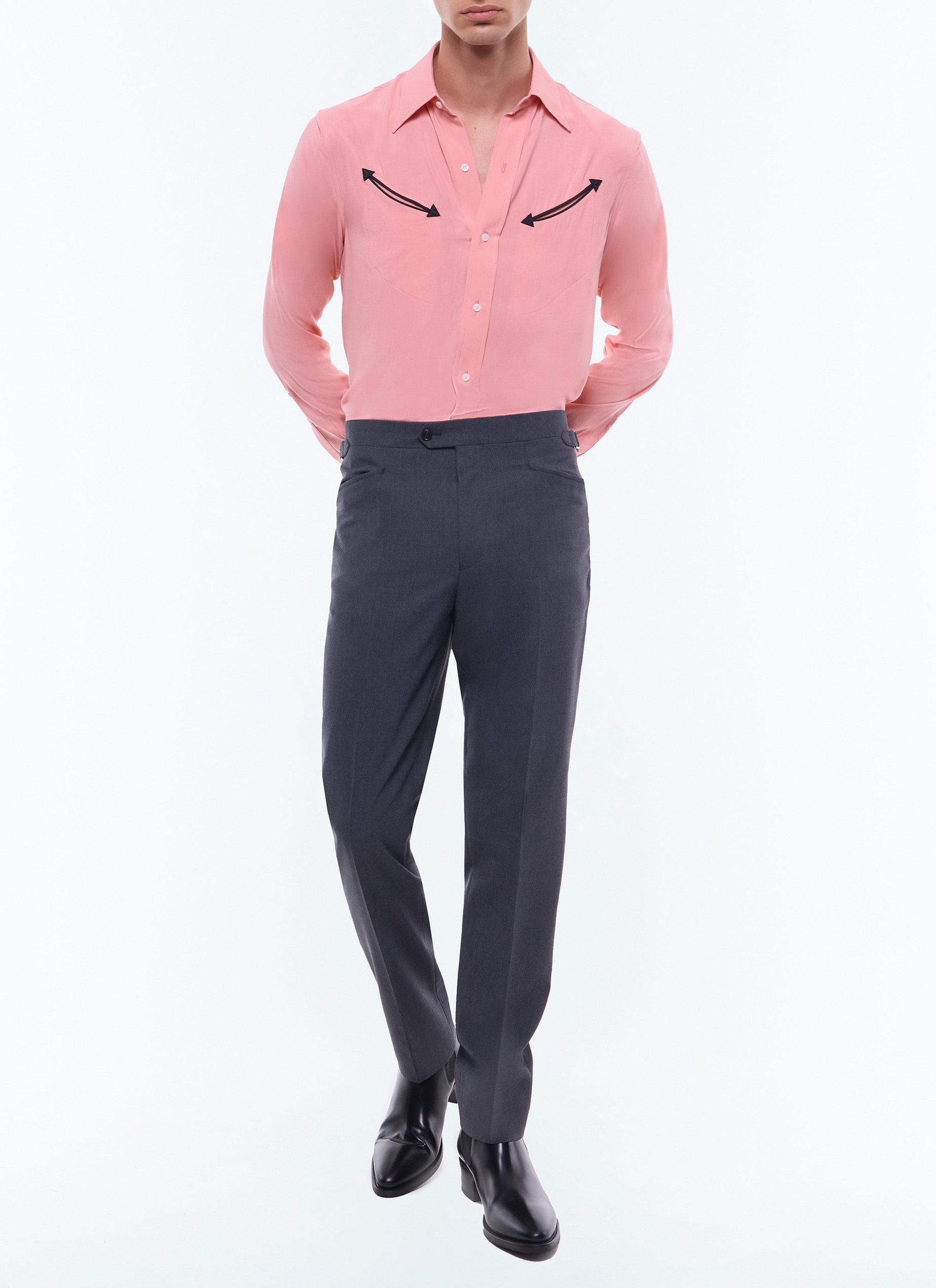 Western shirt with swallow collar - Salmon