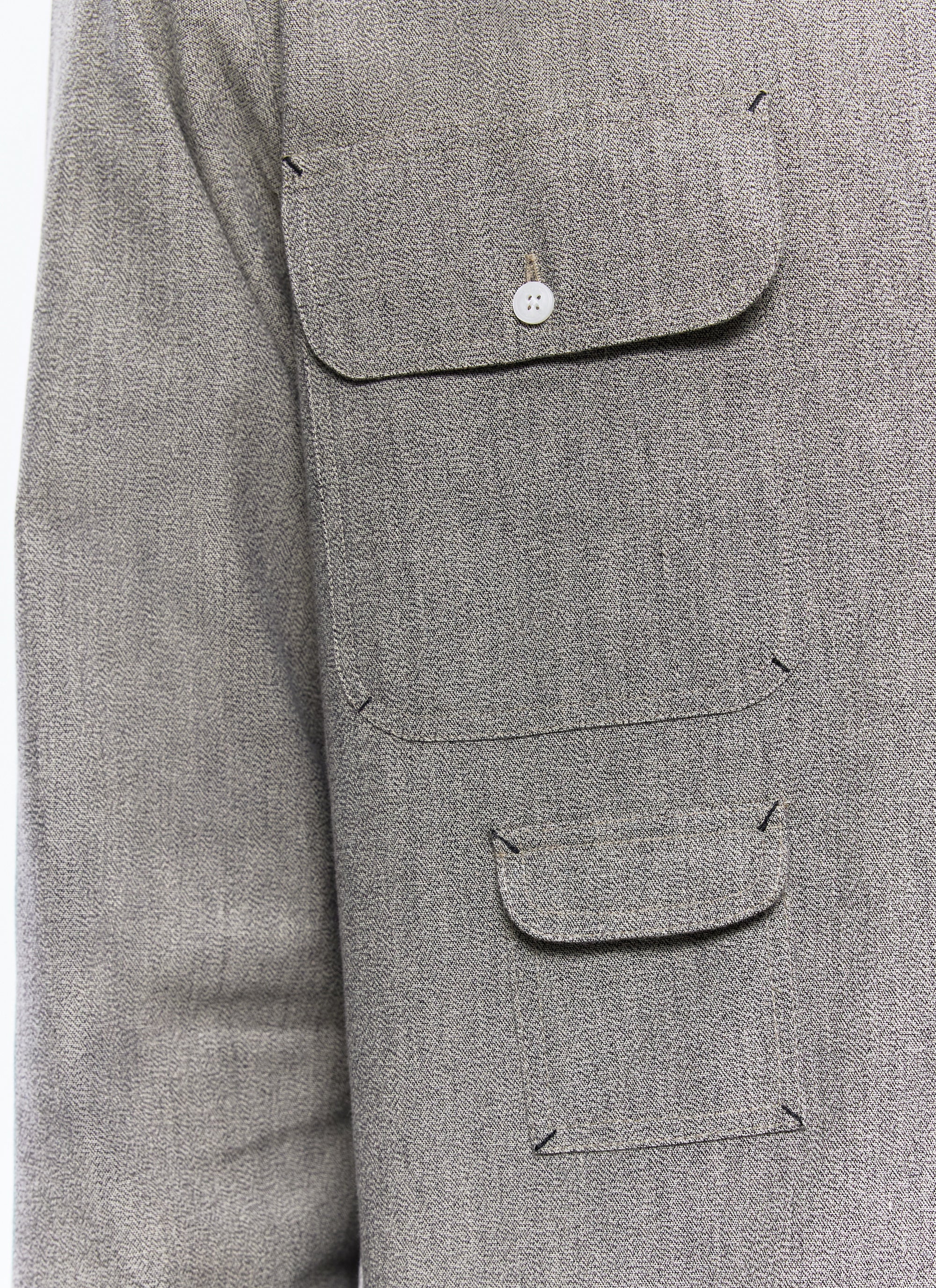 Chemise multi-poches en coton chiné - Taupe