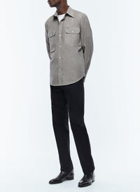 Chemise multi-poches en coton chiné - Taupe