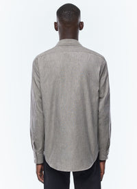 Chemise multi-poches en coton chiné - Taupe