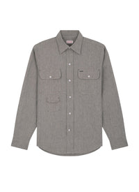 Chemise multi-poches en coton chiné - Taupe