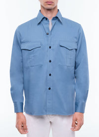 Surchemise à col hirondelle - Bleu Gris